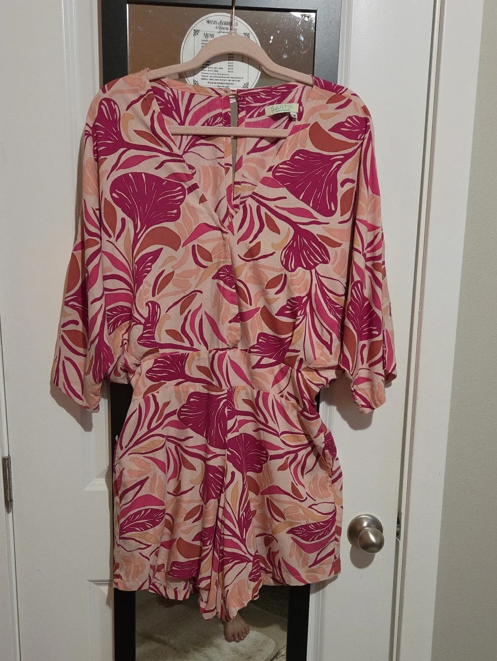 Santiki Pink & Cream Botanical Mini Dress